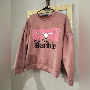 Western Barbie Pink Crew Neck Sweater